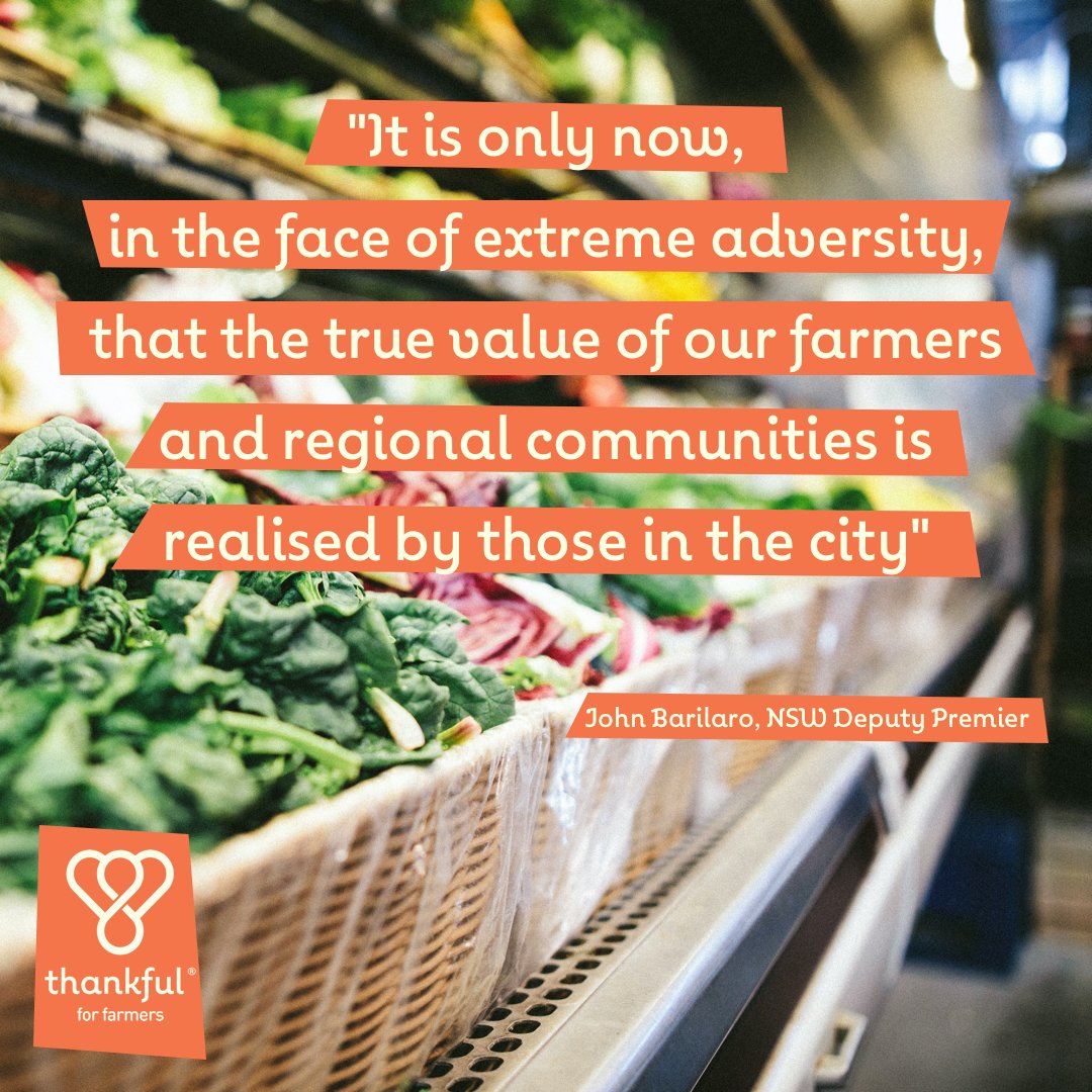 Thankful for Farmers (@thankful4farmer) on Twitter photo Many countries around the world can't access the diversity, quality or reliability of produce that Australia enjoys. Our farmers are working hard through this crisis to ensure our food security, health & nutrition. <a href="/chefmattmoran/">Matt Moran</a>
#thankful4farmers #Farmers #Australianfarmers Many countries around the world can't access the diversity, quality or reliability of produce that Australia enjoys. Our farmers are working hard through this crisis to ensure our food security, health & nutrition. <a href="/chefmattmoran/">Matt Moran</a>
#thankful4farmers #Farmers #Australianfarmers