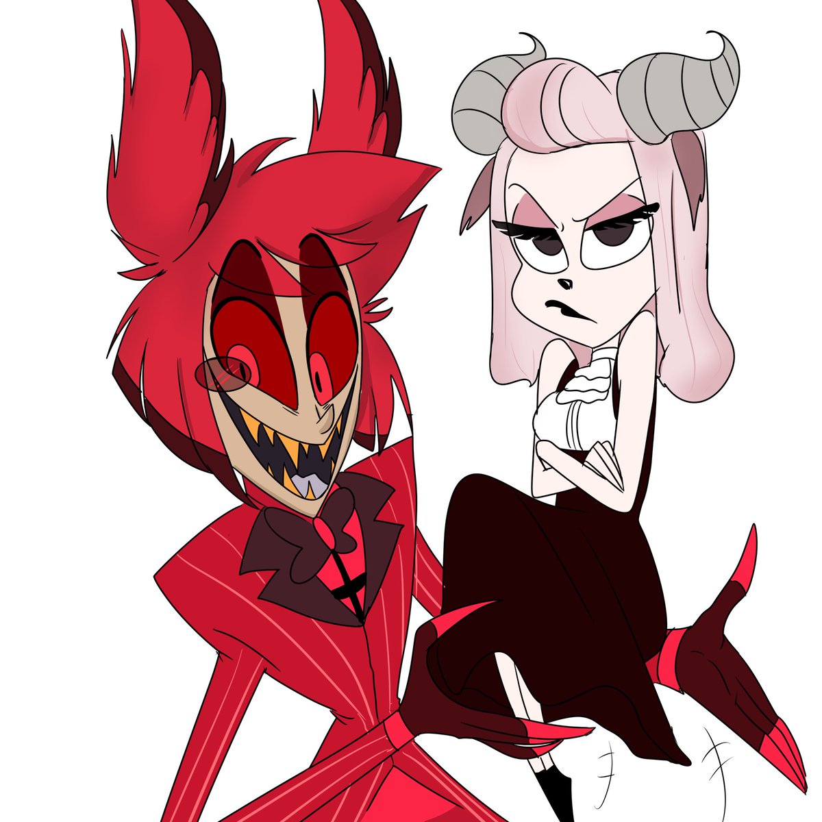 RavenouScorpian's tweet photo. GASPPPP AHHHH!!!! THANK YOU! XD SPOT ON! ESSIES FIRST INTRODUCTION ugh!!! Y’all today have been so awesome I swear I’ll die happy! Thank you for the compliment❤️❣️🥺😭😭✨❣️!!! #HazbinHotelOC #HazbinHotelAlastor #HazbinHotel #voicerequest! https://t.co/InPVuDZ6LG
