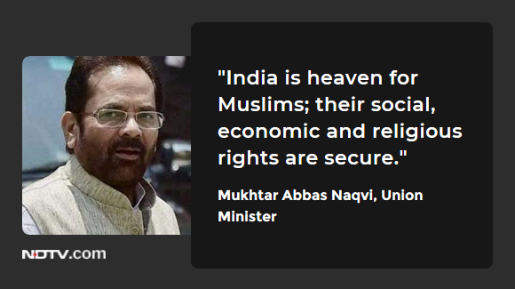 Union Minister Mukhtar Abbas Naqvi after Organisation of Islamic Cooperation's (OIC) criticism. (PTI)