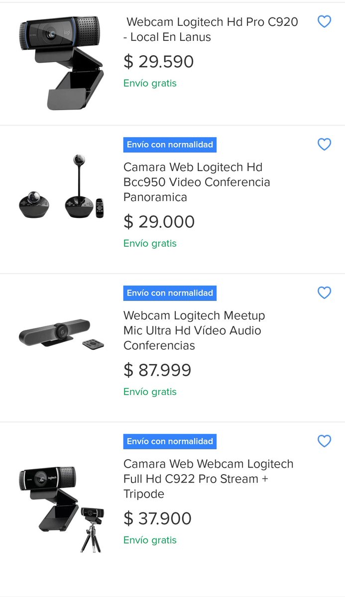 HAGOVFalcioni's tweet photo. ¿Ya hablaron de este robo? Antes de la cuarentena estos mismos modelos de webcam estaban entre 4 y 8 mil pesos, que increíble como se aprovecharon de la situación. Les juro que me sorprende muchísimo el cambio de precio. https://t.co/fE1YjNMJRn