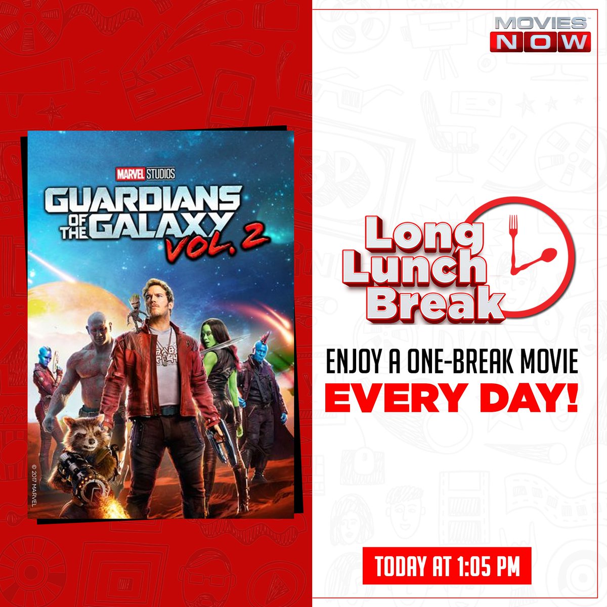 moviesnowtv's tweet photo. The galactic defenders are up and about for another mission! Watch #GuardiansOfTheGalaxyVol2 today at 1.05 pm, only on Movies Now. Enjoy Hollywood's finest during your #LongLunchBreak.

#WHFafterWFH #WFHthenWHF https://t.co/33GDfDqMQc