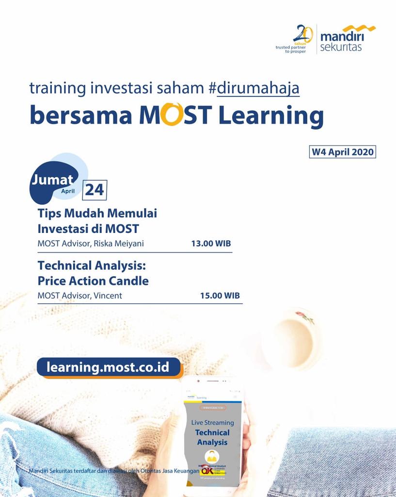 Mandiri_OLT's tweet image. Jangan khawatir!
.
Tanyakan semua keingintahuanmu tentang investasi kepada para pakar saham Mandiri Sekuritas.
Pilih jadwal yang sesuai dengan aktivitasmu ya, kita hadir setiap hari dengan beragam materi.
Sampai bertemu! 📊💡
.

#OnlineLearning #TrainingInvestasi #MOSTLearning
