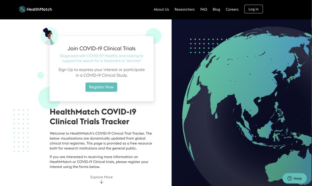 @HealthMatch_App is working directly with a number of clinical trials/research institutes find the participants they need to accelerate a treatment 🦠

💊 661 COVID19 Clinical Trials
🙋🏻‍♂️ 31,816,166 participants needed

Signup to participate: healthmatch.io/covid