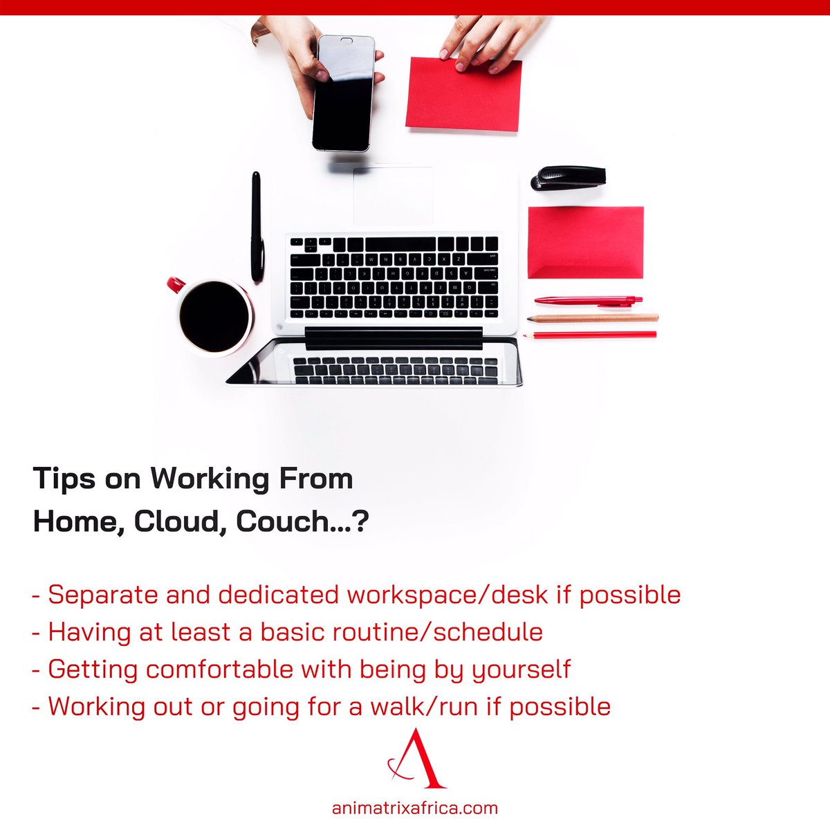 animatrixafrica's tweet photo. Tips on getting what you love doing from home in the best possible way #workfromhome #workfromcloud #workfromcouch #workfromanywhere #webdeveloper #graphicdesigner #softwaredevelopment #cloudscape #itsolutions #technology #cloudspace #smartspace #virtuallearning #tipsandtricks https://t.co/3buovIgpAd