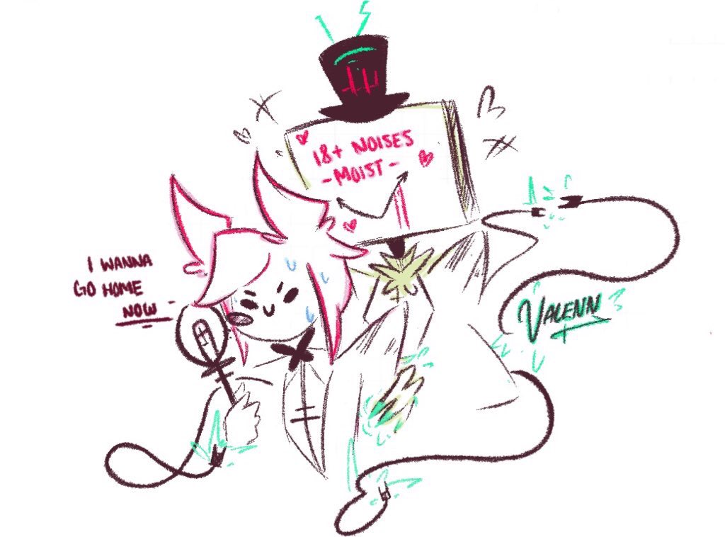 valenngeez's tweet photo. He just wants “besitos” 👉👈
#Vox #HazbinHotel https://t.co/OvnaD29PXe