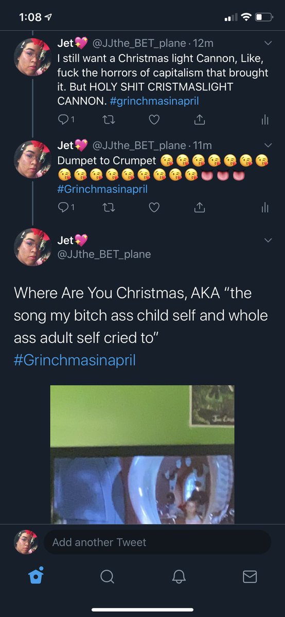 Oop, I was in the wrong tweet. Here’s the catch up #Grinchmasinapril