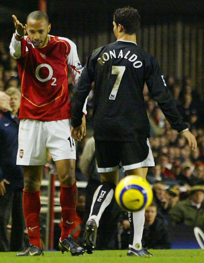 2004/05Ronaldo scores a vital brace as United beat Arsenal 4-2 to end the gunners unbeaten home record