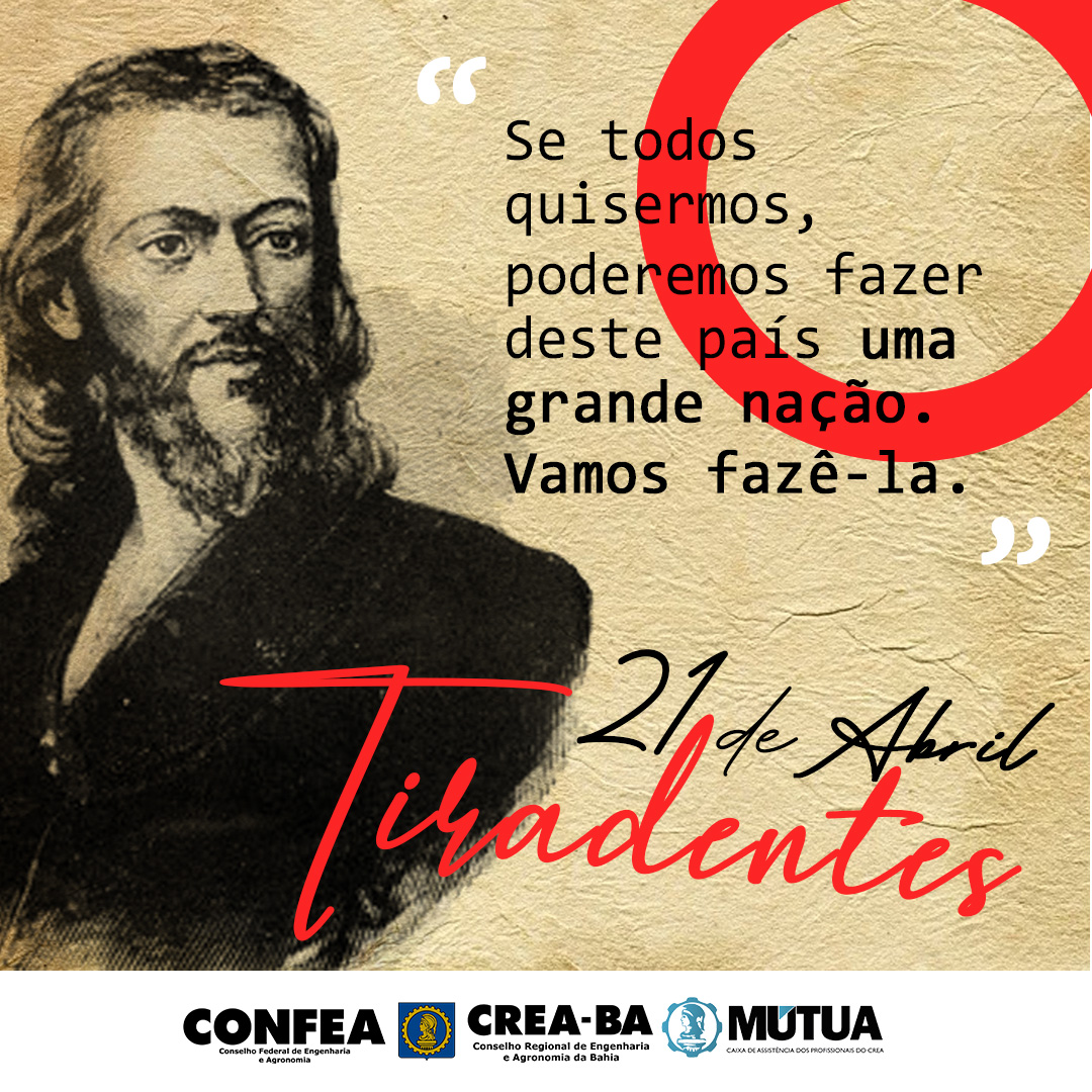 CreaBahia's tweet photo. Liderou a Inconfidência Mineira e lutou pela independência do Brasil, por isso foi condenado a forca e executado em 21 de abril de 1792. Joaquim José da Silva Xavier, o Tiradentes, hoje recebe as homenagens do Crea-BA e de todos os brasileiros. #Tiradentes #CreaCompromisso https://t.co/7bIN0mLRCy