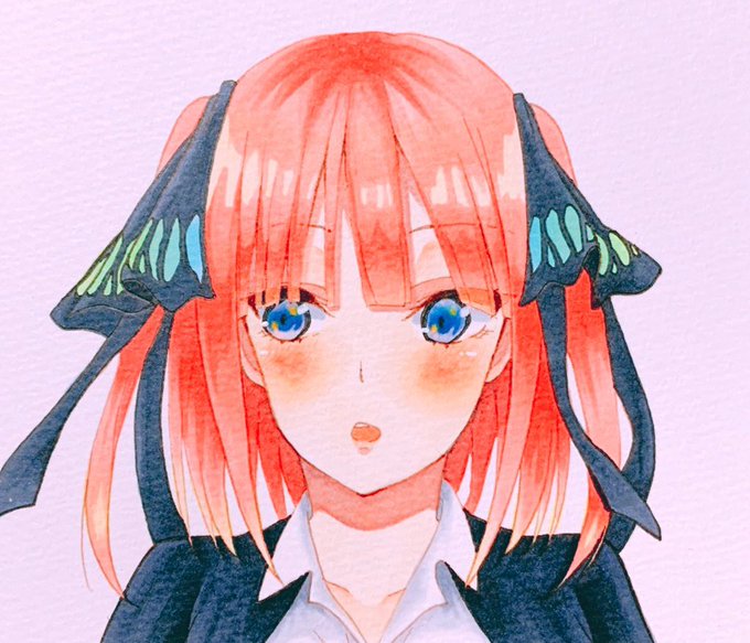 押し入れさんがTwitterに投稿した中野二乃(五等分の花嫁)のイラスト。
