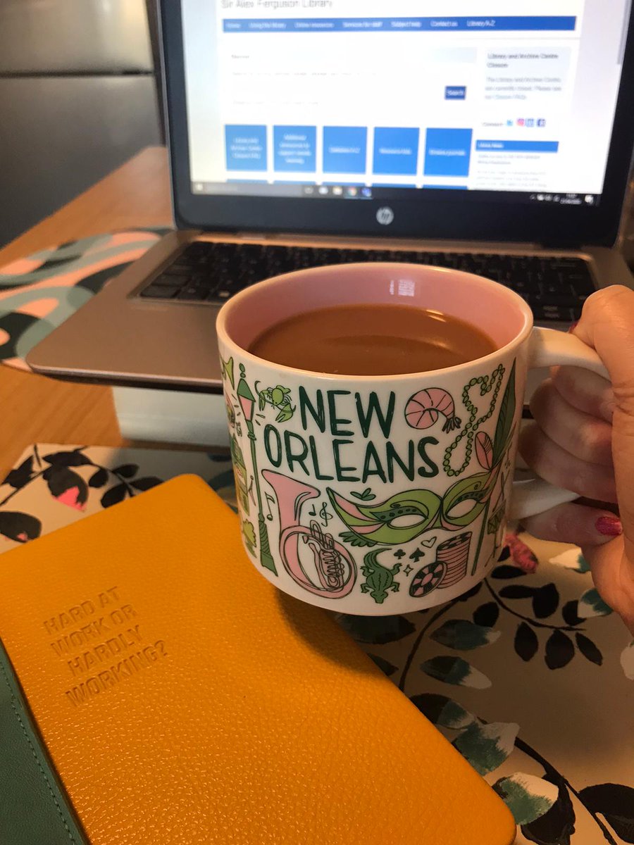 This stylish mug belongs to our Resource Librarian, Kim, who enjoyed visiting New Orleans for Mardi Gras earlier this year before lockdown.Kim confesses that it contains coffee just now, but hopes you'll forgive her! #NationalTeaDay  #GCUStaff