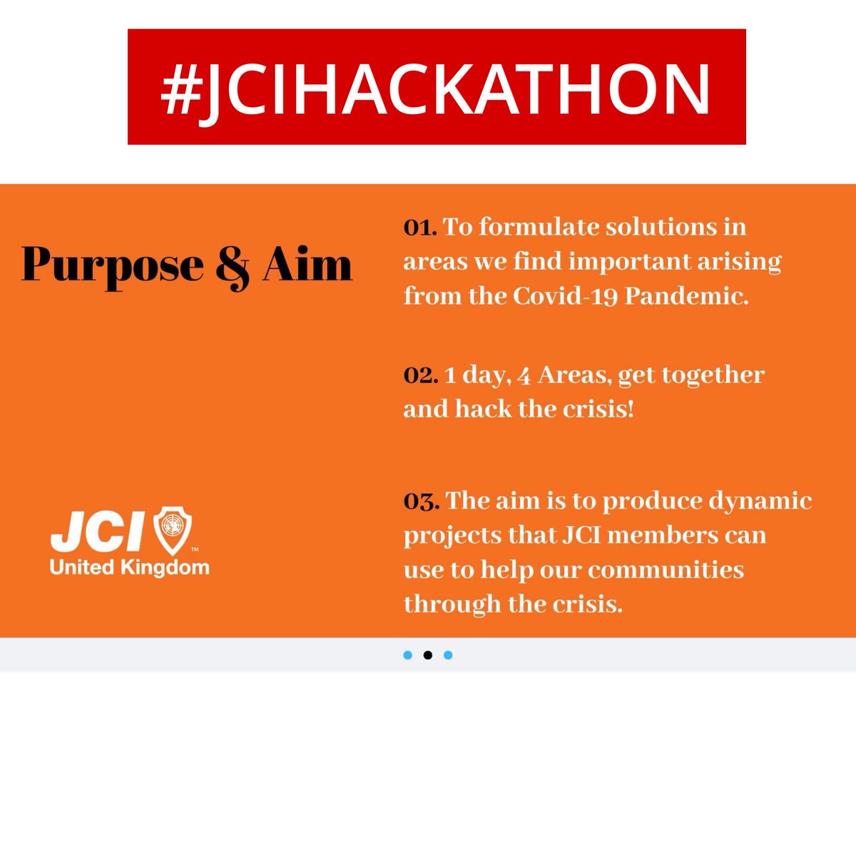 JCINottingham's tweet photo. JCI HACKATHON | Responding to Covid-19

How It Works?
✨Register via Google Forms: link Below
✨Create groups of 4-6 people
✨Choose one of the 4 Solutions to Tackle
✨Create Zoom Groups - for video calls
🎉Presentation Time🎉
✨Register: https://t.co/4QoxteMUeL https://t.co/FEu6SBt5Zx