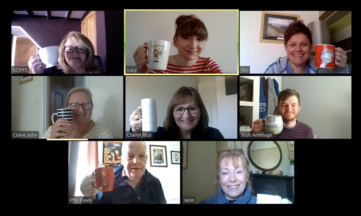 staffscvys's tweet photo. Team meeting Tuesday... #teamscvys love a cuppa, and that’s before we knew it was #NationalTeaDay ☕️
Great to catch up with colleagues and share how we’re continuing to support our member groups across #Staffordshire https://t.co/uzpWfx9hVM