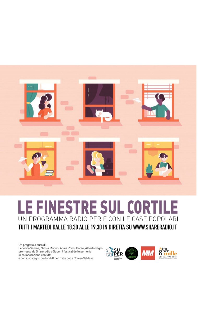 Superperiferie's tweet photo. Alle 18:30 si torna in diretta con @shareradio per la seconda puntata de #lefinestresulcortile! Ascoltateci su https://t.co/bg1uT3mVXM! @comunicazionemm @federicavr https://t.co/1wBSELQNOX
