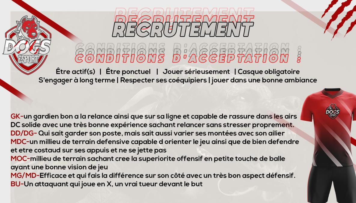 Dogs Esport recrute pour compléter son effectif
A savoir :
➡ Session Test ce soir
➡️ Sessions du dimanche au jeudi de 20:50 à 23:00
➡️ 18 ans minimum
notre serveur discord :
➡️ discord.gg/s7qsRz2