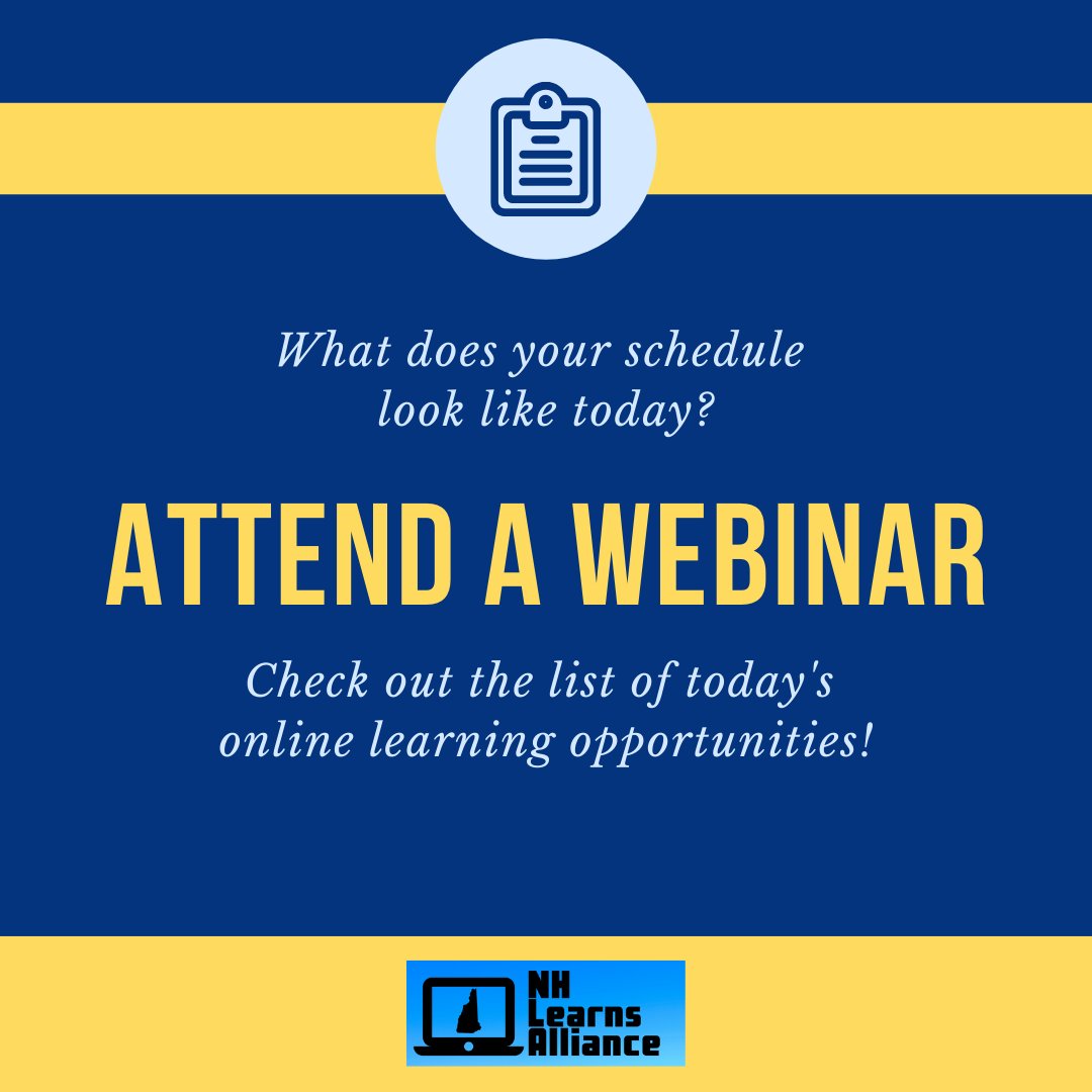 NHLearnAlliance's tweet photo. What are your plans for today? The #NHLearnsAlliance has a very busy day with 15+ online learning opportunities for educators! Please check out our website for more info! https://t.co/vok0mPEuMI #nheducators #NHed #NHSAA #NHASP #NHSTE #NHCTO #NHSLMA #NHASCD #CAST #NHDOE #VLACS https://t.co/4lechV8P6j