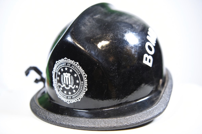 The FBI's #ArtifactOfTheMonth is the hard hat worn by retired Special Agent Barry Black while he gathered evidence from bombing of the Alfred P. Murrah Federal Building 25 years ago.