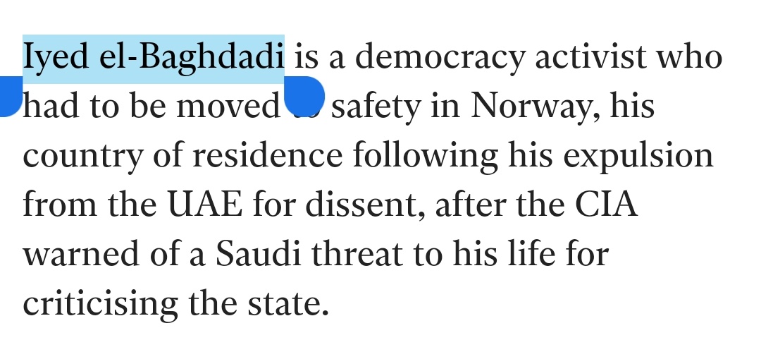 If you're going to quote a guy..get his name right...it's Iyad el-Bhagdadi.