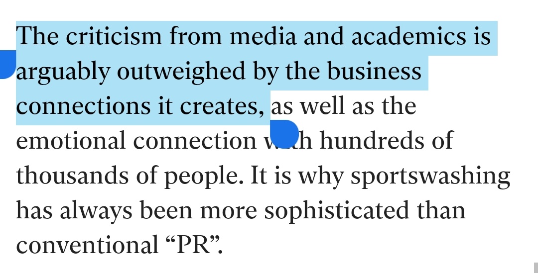 Oh...Saudi Arabia is investing in Newcastle to build business connections... I don't know where to begin on that one.