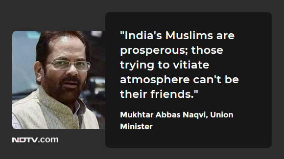 Union Minister Mukhtar Abbas Naqvi after Organisation of Islamic Cooperation's (OIC) criticism. (PTI)