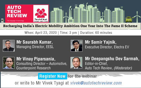 50 hours away from our webinar on 'Recharging India's electric mobility ambition one year into FAME II scheme'. Register now: bit.ly/34QiFFq Speakers include @Saurabh_KumR @VPiparsania @SamirYajnik2 

@AutoTechReview1 @EESL_India #electricvehicles #emobility