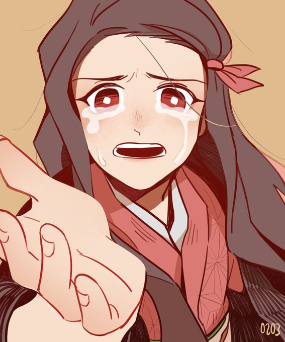 0203さんがTwitterに投稿した竈門禰豆子(鬼滅の刃)のイラスト。