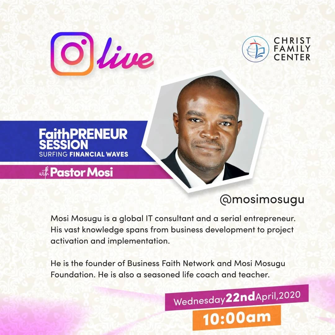 CFCMakurdi's tweet photo. Our FaithPRENEUR Session with @mosimosugu on Surfing Financial Waves is tomorrow!
.
Follow Pastor @arometokula to be notified when the session starts.
.
We look forward to hosting you.
https://t.co/5qt25KUdlg
#FinancialFreedom #CFMinistries https://t.co/U8rDZwBxYS