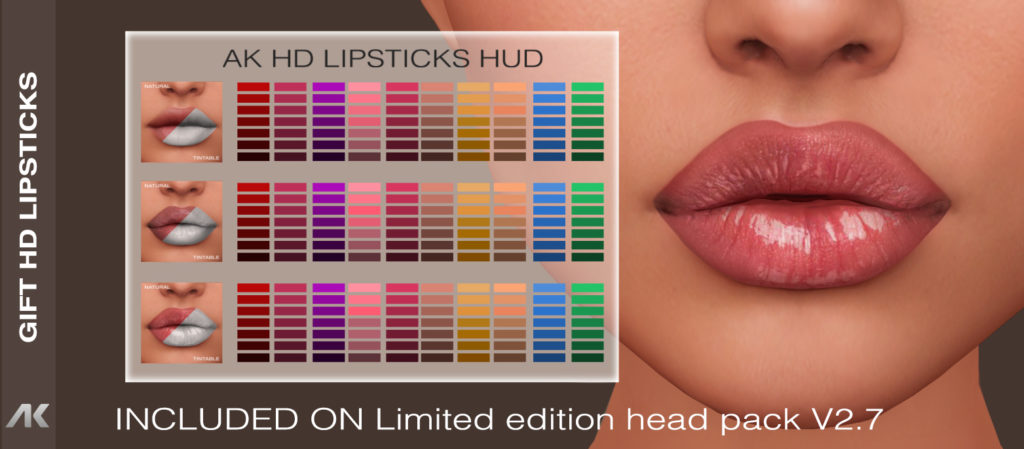 AKERUKA's tweet photo. Hi ladies, Akeruka brand want to give you ladies one more Gift since our bad time because of Corona Virus is taking that much to finish!So here is for you un update of Limited Edition head pack, you will find a HUD with 3 style lipstick and 70 option https://t.co/mwIEoVfPLV https://t.co/LqXl88cJec