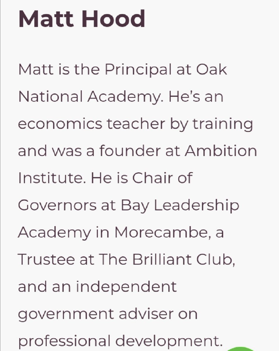 'Chief Exec of Ambition Institute, Hilary Spencer, said:  “We’re delighted to have been invited to play a key role in this project.'"Given Ambition Institute was founded by the principal of the Oak academy, such an invitation is hardly surprising... >> https://www.google.com/amp/s/schoolsweek.co.uk/matt-hood-to-leave-ambition-institute-role/amp/