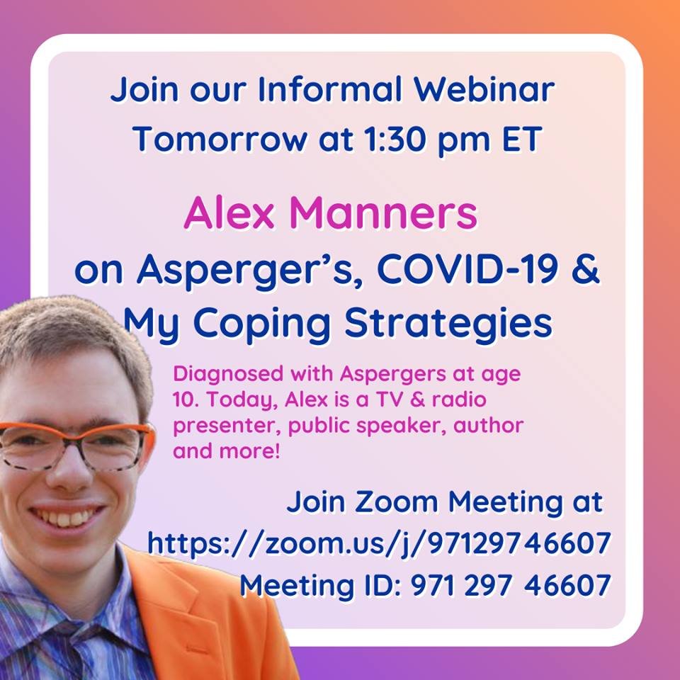 thealexmanners's tweet image. Join me tonight at 6:30pm on Zoom where I will be talking about my Asperger&apos;s, COVID-19 &amp;amp; my coping strategies.
 
Join the Zoom Meeting by clicking this link: zoom.us/j/97129746607
Meeting ID: 971 297 46607

#USA #america #COVID19 @AccessiBlues @birmingham_live @FunandFunction