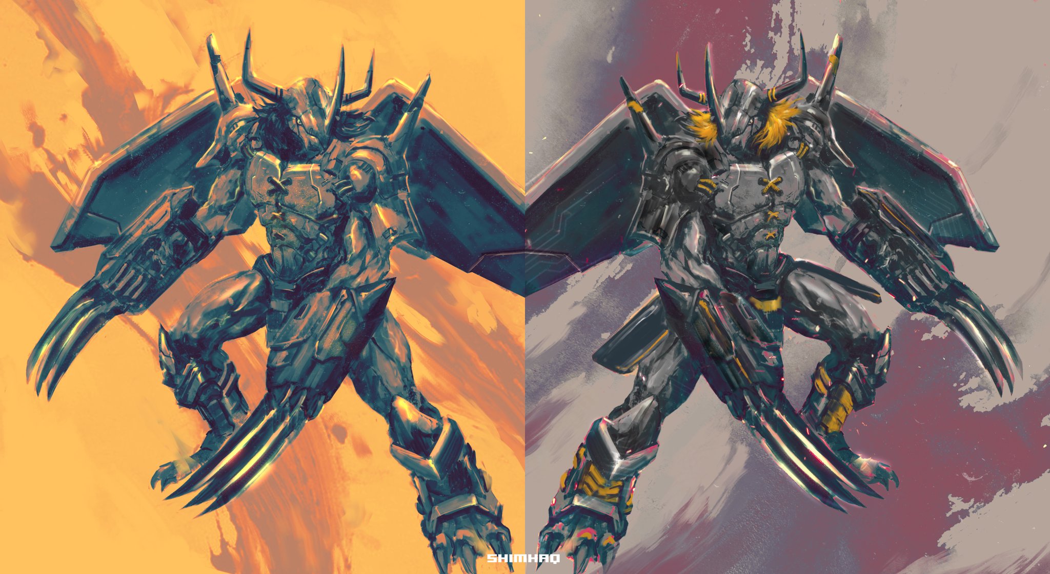 wargreymon vs blackwargreymon wallpaper