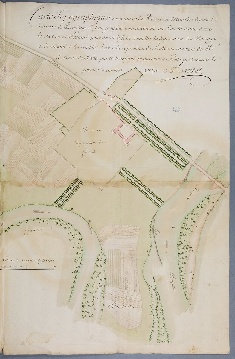 enbmn's tweet image. @bmnpatrimoine #aLaRepro #aLaReproArchive 
Cours de la Meurthe vers #Bouxières-aux-Dames et #Frouard 1760