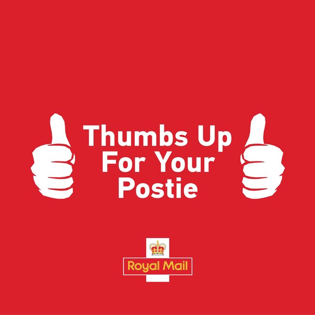 #ThumbsUpForYourPostie My postal collections from @RoyalMail have always been helpful but an absolute godsend right now and have enabled me to continue trading during these difficult times. I left my Postie a card a few weeks ago and I hope they know how much they’re appreciated