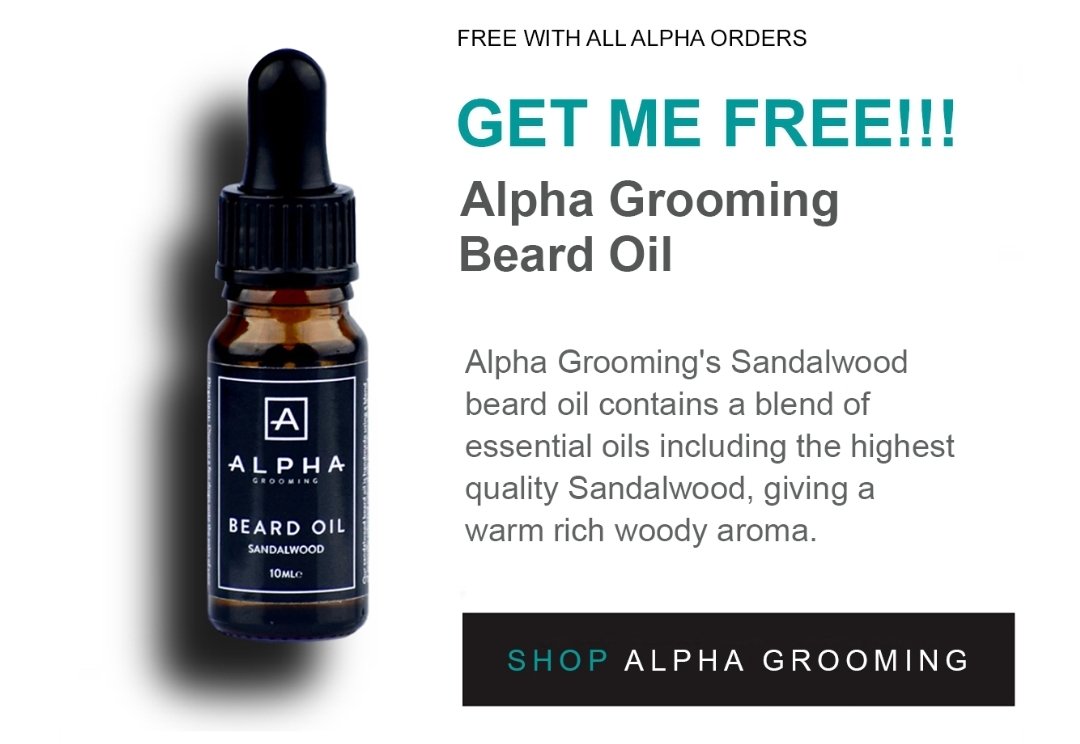FREE <a href="/alphagroominguk/">Alpha Grooming</a> beard oil with all Alpha Grooming purchases in The Beard Shed 🙌