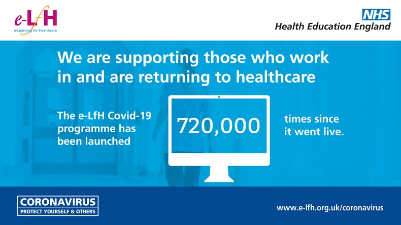 We are proud to report that the HEE e-LfH’s COVID-19 e-learning programme has been launched a staggering 720,000 times since it went live. Thank you for your support.
orlo.uk/TwFpw
#HEETEL