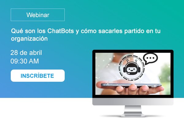 ¿Sabes qué son los #Chatbots y cómo sacarles partido en tu organización? Te lo contamos todo en nuestro #webinar gratuito.
🗓 28 abril
⏰ 9:30h
¡Inscríbete! 👉 bit.ly/3eAK8PX