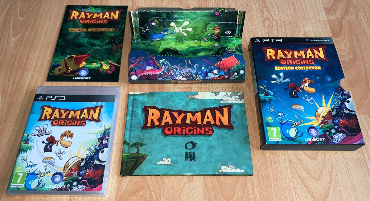 Rayman Origins (PS3, 2011) Édition collector d’un des jeux les plus fun et jolis de sa génération, avec diorama, artbook (bien nécessaire pour le coup), et une BO non seulement physique mais surtout complète (eh ouais !).Le packaging quasi parfait pour un jeu quasi parfait.