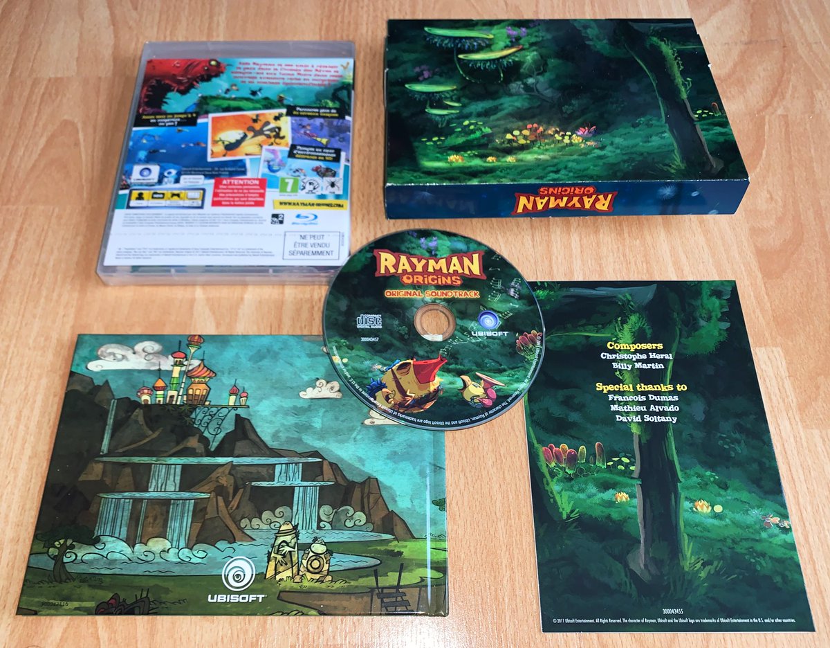 Rayman Origins (PS3, 2011) Édition collector d’un des jeux les plus fun et jolis de sa génération, avec diorama, artbook (bien nécessaire pour le coup), et une BO non seulement physique mais surtout complète (eh ouais !).Le packaging quasi parfait pour un jeu quasi parfait.