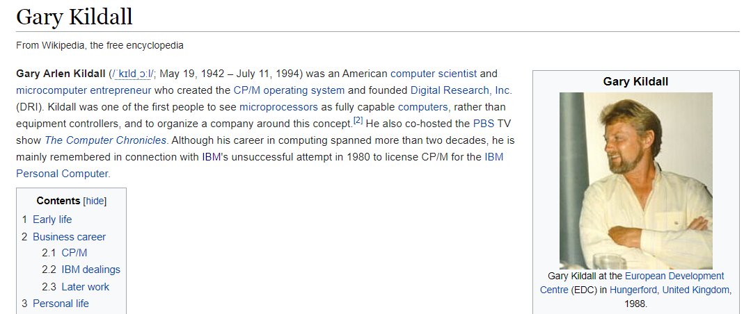 Just in case you still think Gates acquired his wealth by merit, let's take a look at where he got the operating system to give IBMGary Kidall was contacted by IBM by Gates' recommendations when he didn't want to sell, Microsoft took advantage of weak tech IP laws & stole it