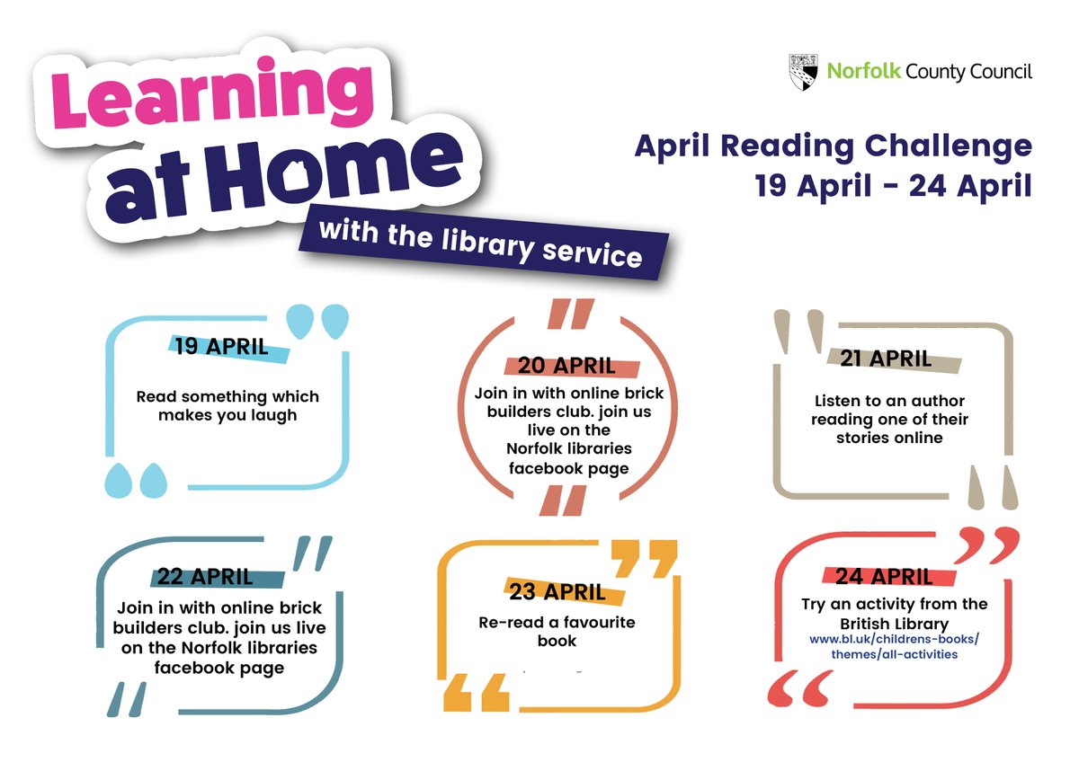 NorfolkLibs's tweet photo. Day 21 of #NorfolkLibrariesChallenge - can you listen to an author reading a story online? Have a search online, you'll find there are lots to choose from. https://t.co/g1QE0yZLgo