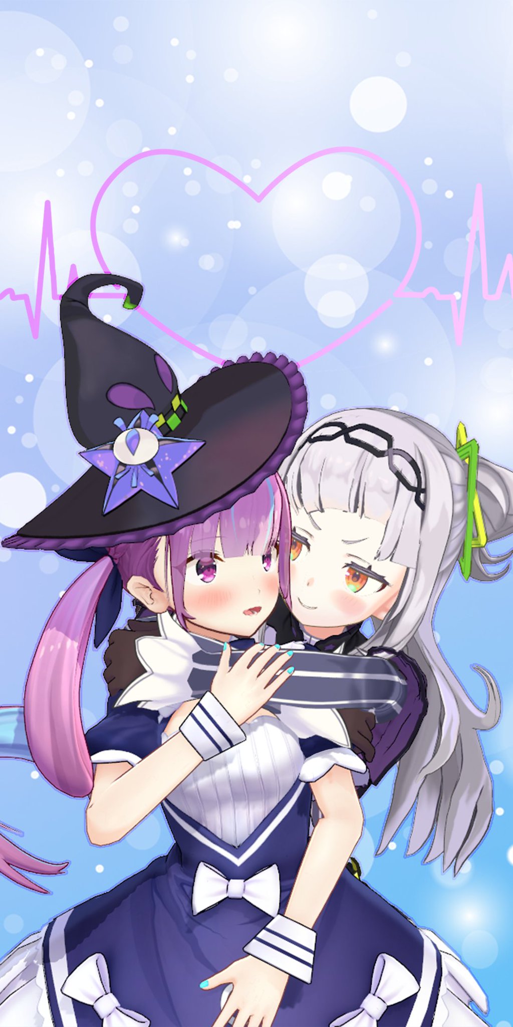 きゅーきゅーえざん 仲良し スマホの壁紙サイズです 是非使ってください 紫咲シオンmmd シオンの書物 あくあーと C 19 Cover Corp T Co Oska3kxjwr Twitter