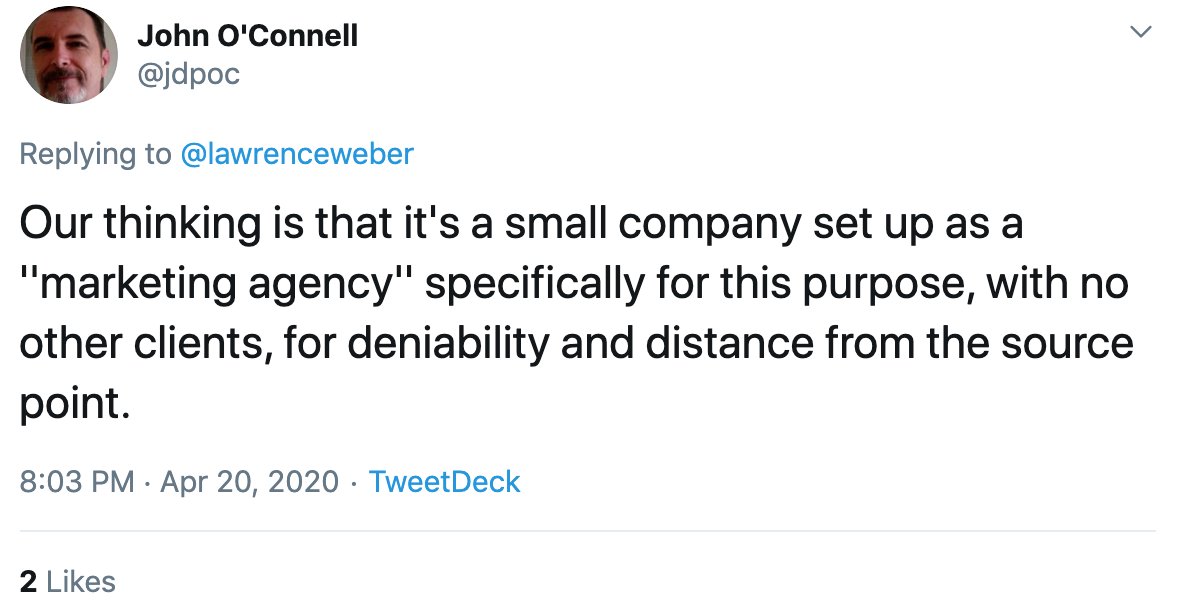 He& #39;s also convinced he knows who the marketing agency is - and hasn& #39;t revealed any details about that - yet is curiously unaware of how it actually operates, but is confident Matt Hancock isn& #39;t involved.