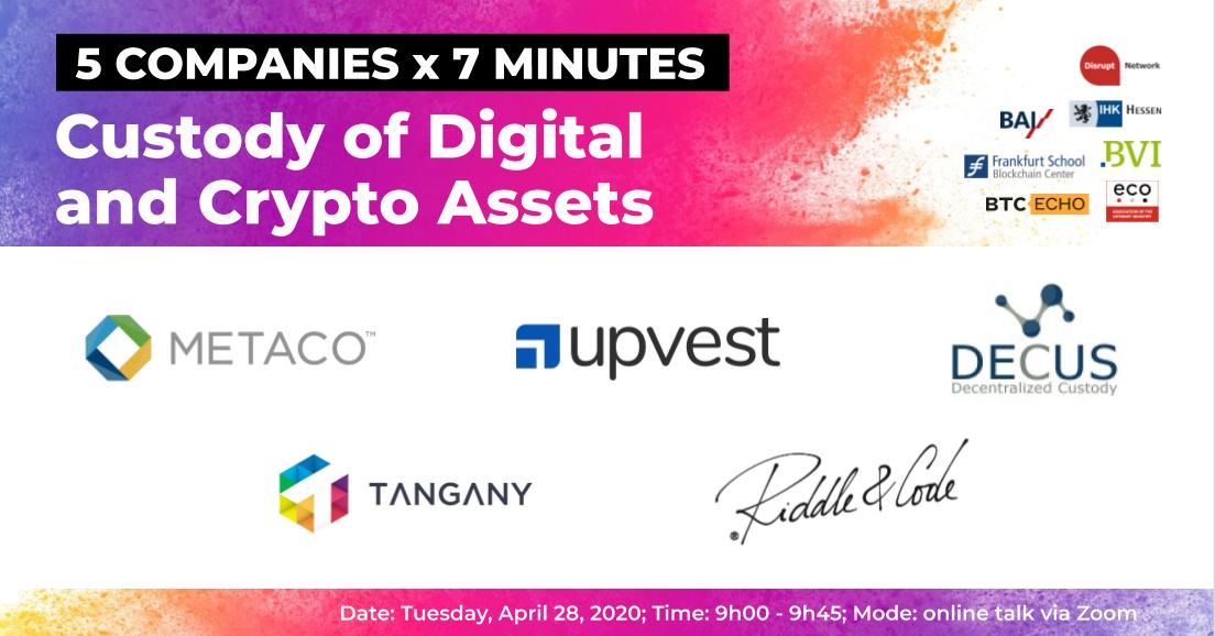 NetworkDisrupt's tweet image. On April 28, we will be focusing on #custodialsolutions for #crypto and #digitalassets featuring @metaco_sa, @upvest, @tangany, @riddleandcode, and Decus Network. 

Register here if you are keen to learn more: eventbrite.co.uk/e/custody-of-d…