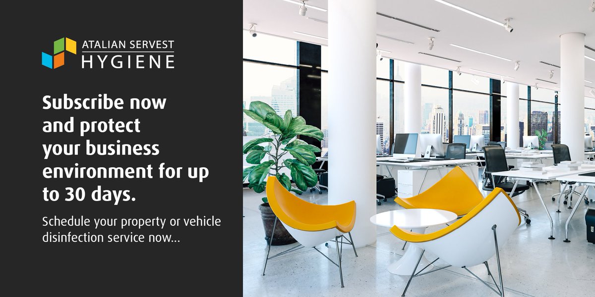 Give the confidence back to your employees, customers and guests, that your business environment is hygienically safe.

Subscribe to our 30-day cycle disinfection service to help combat #COVID19 #Coronavirus

Find out more: atalianservest.co.uk/services/hygie…