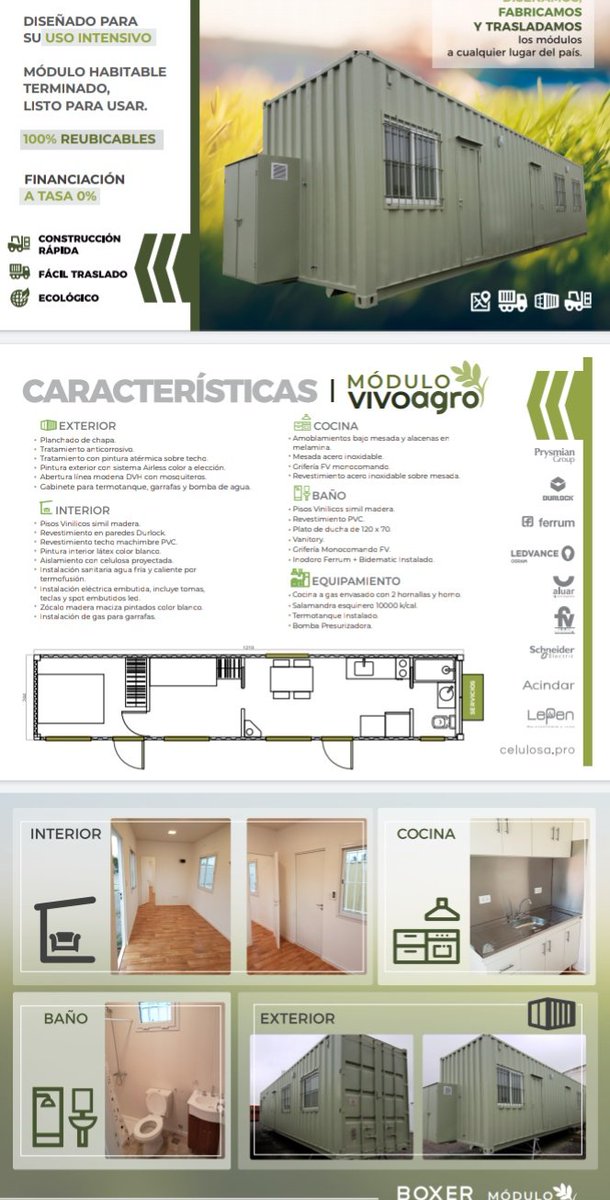 Módulos habitables completos, ideal para alojamiento de personal en campos alquilados, solución rápida con excelente terminación. También disponemos contenedores de 6 y 12 mts, vacios para deposito. Consulte por otras soluciones.
Estoy atento por DM.
Agradezco mucho los RT.