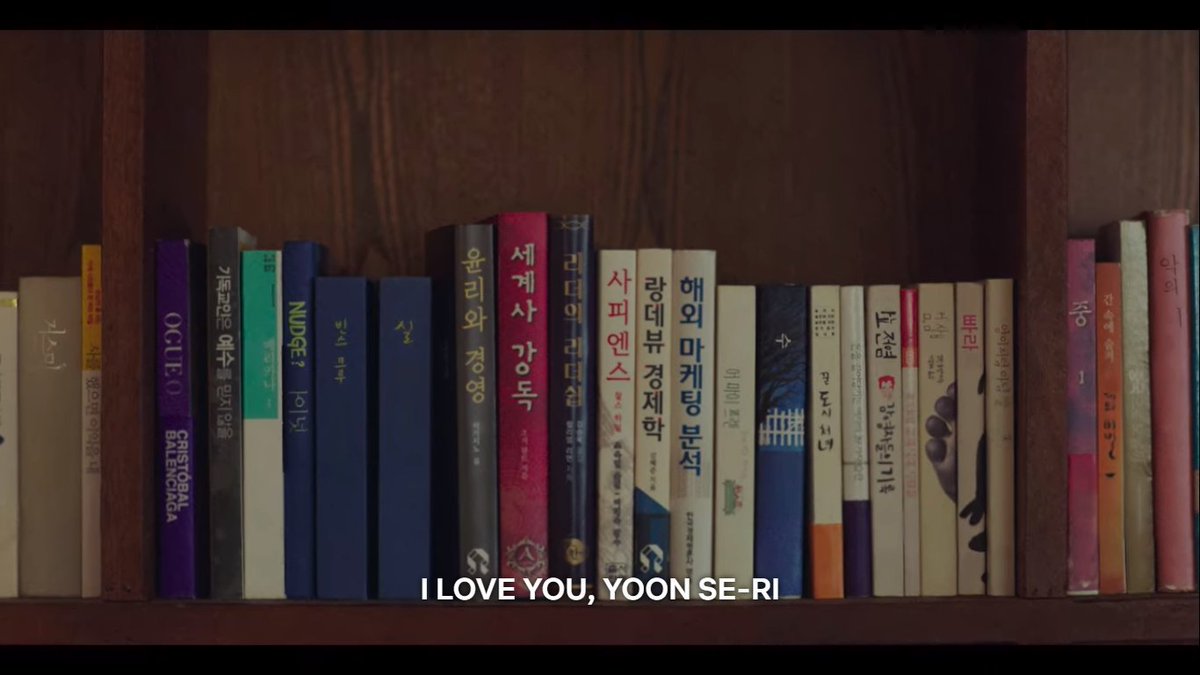 when ri jeonghyeok organized yoon seri's bookshelf to 'i love you, yoon seri', made a recipe on how to make scorched rice and noodles and put ingredients in her fridge to make sure she can live comfortably