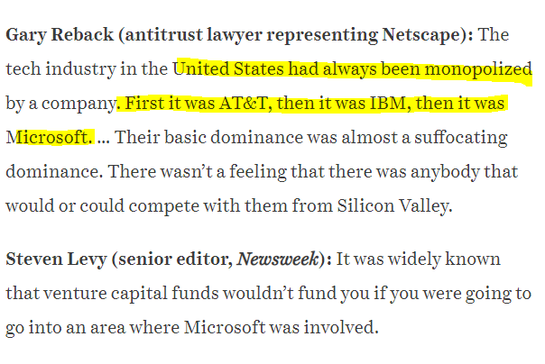 One of the other sources of Microsoft's monopoly is winning government contractsDuring Gates' anti-trust lawsuit, their competitor's lawyer drew a comparison between Microsoft & US tech monopolies in the past: AT&T & IBMThese two also won government contracts:With the NAZIS