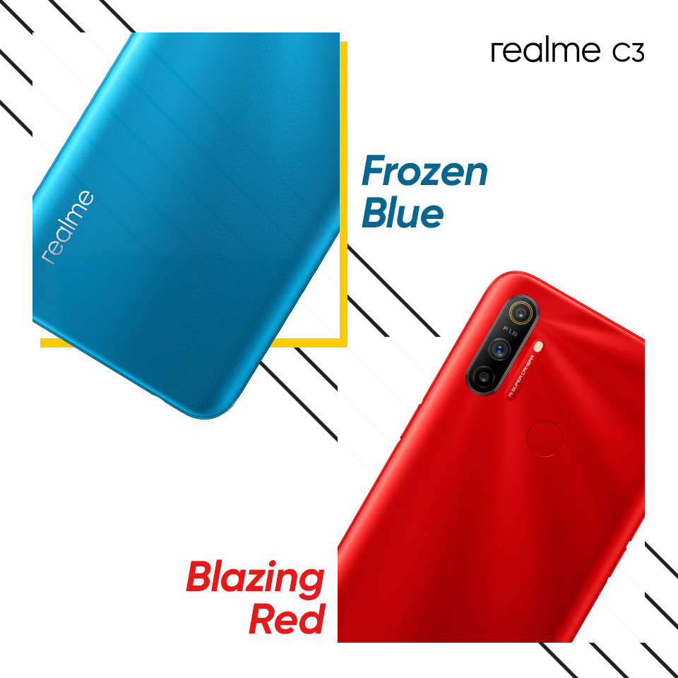 pakistan_realme's tweet photo. Hey real fans! #realmeC3 comes in two colors to power your style, #FrozenBlue and #BlazingRed. Which color do you like the most?? #TripleCameraGameMonster #realme #DareToLeap https://t.co/szIHaPB7XK
