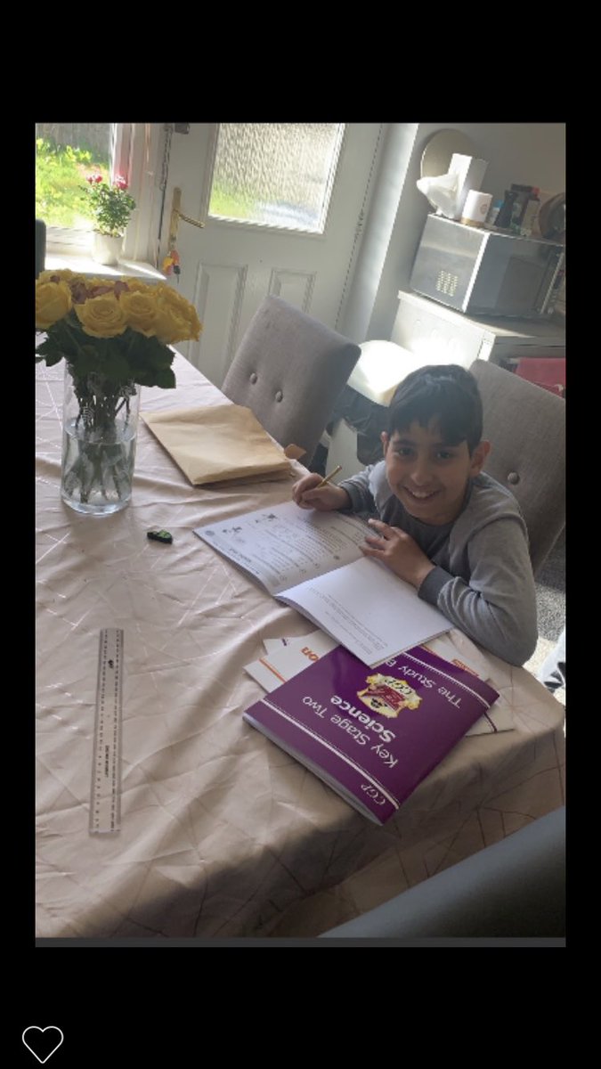 AHPA_Year5's tweet photo. Good morning, 

How’s working from home going?

Here’s one of the Year 5 boys tackling his work with a smile 😃 https://t.co/PLemNT4St6