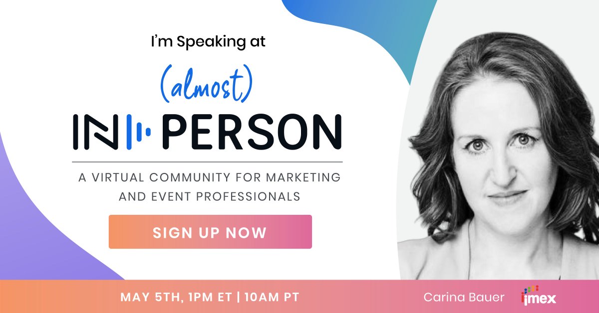 IMEX_Group's tweet photo. Join us on the 5th May as we tune into @Bizzabo's new virtual event, (Almost) In Person! Our CEO, @IMEXCarina, will be speaking on leading with resilience and maintaining a solution-focused mindset. See the full agenda and reserve your space here: https://t.co/R1ICCVWeZe https://t.co/jf5mXrfVwC