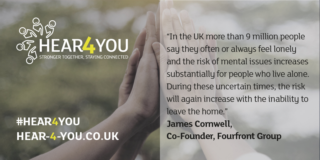 Hear4You is a voluntary, UK-wide initiative to help bring people together during the COVID-19 pandemic. Check out how you can volunteer to help those who are isolated and lonely: bit.ly/34Wmnh4
#charity #volunteering <a href="/reengageuk/">Re-engage</a> <a href="/SSChospices/">Shooting Star Children's Hospices</a>